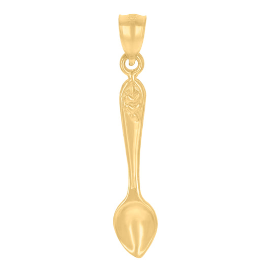 10K Yellow Gold Mens Spoon Household Charm Pendant