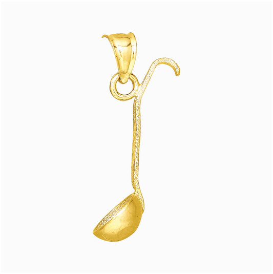 10K Yellow Gold Mens Textured Spoon Household Charm Pendant