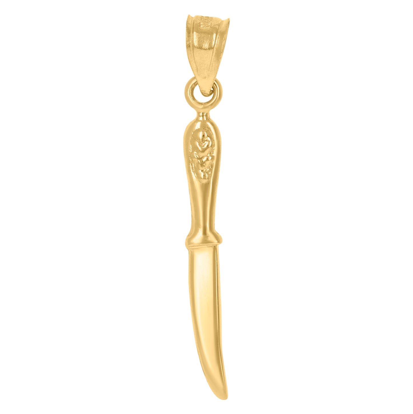 10K Yellow Gold Unisex Knife Tools Charm Pendant