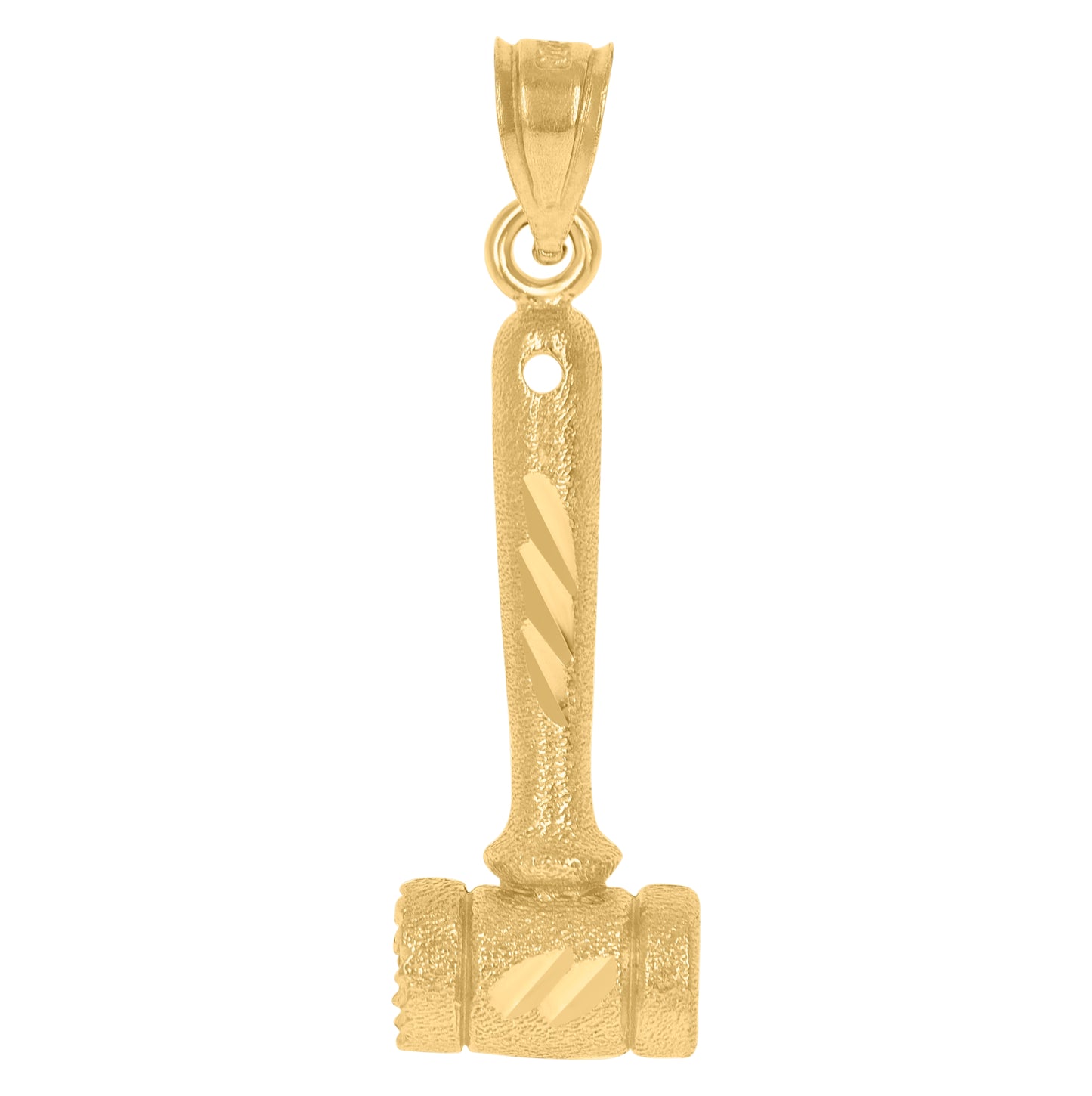 10K Yellow Gold Mens Textured Hammer Household Charm Pendant