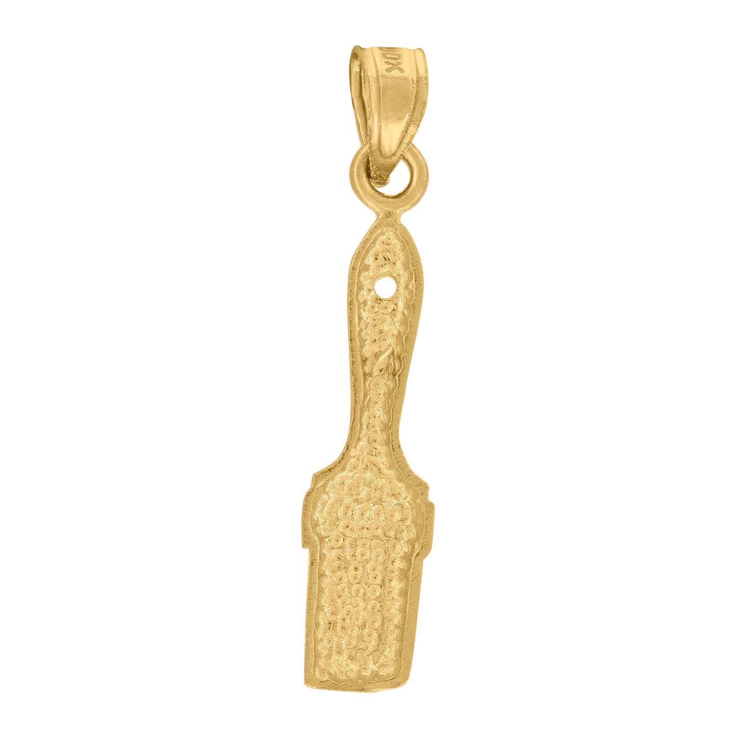 10K Yellow Gold Diamond-Cut Textured Unisex Paint Brush Tools Charm Pendant
