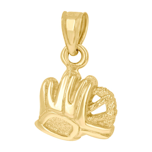 10K Yellow Gold Unisex Baseball Glove Ball Sports Charm Pendant