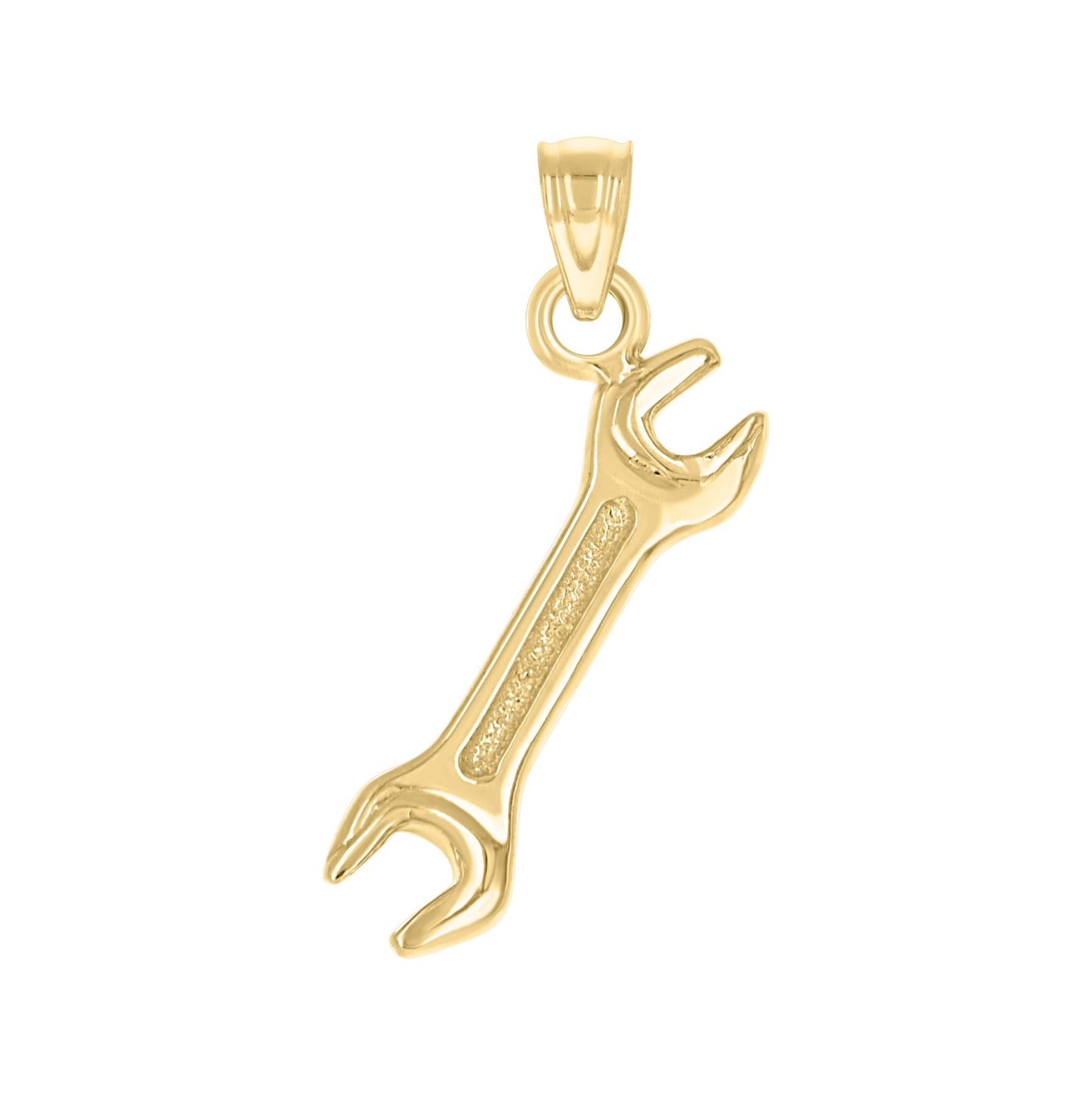 10K Yellow Gold Mens Open End Wrench Tool Charm Pendant