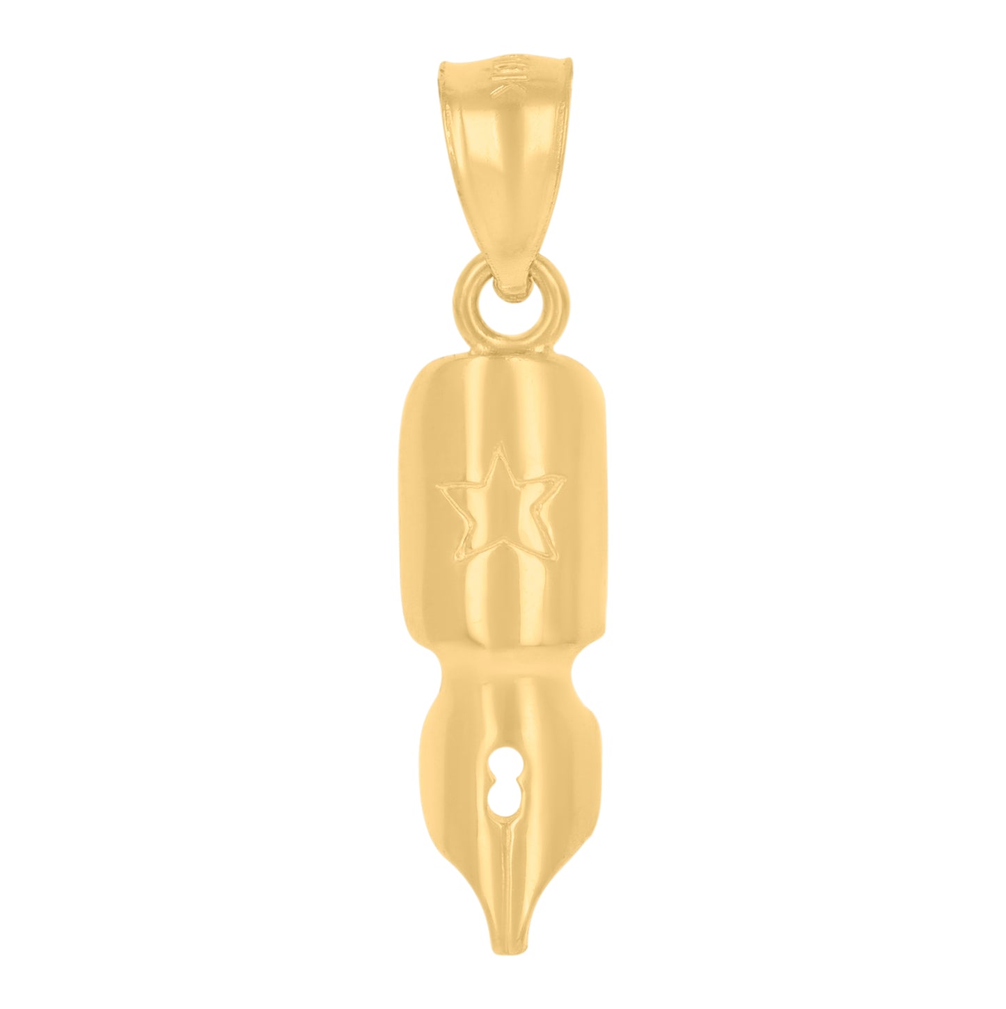 10K Yellow Gold Mens Pen Nib Charm Pendant