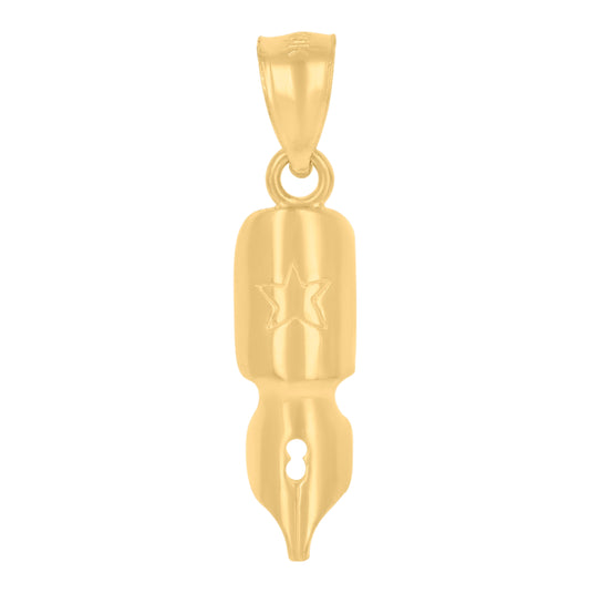 10K Yellow Gold Mens Pen Nib Charm Pendant