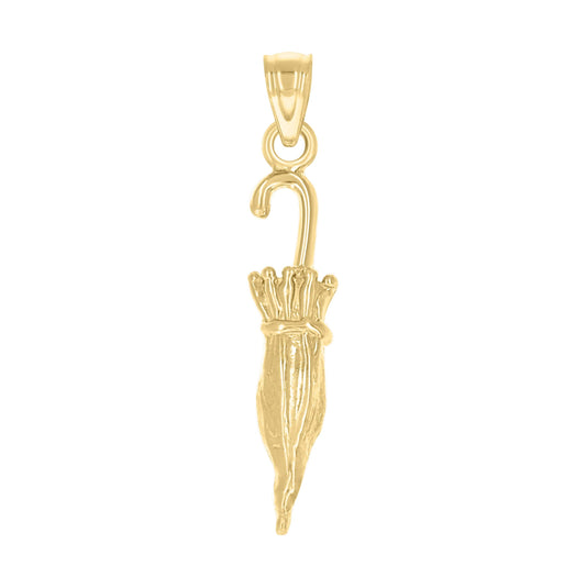 10K Yellow Gold Unisex Umbrella Tools Charm Pendant