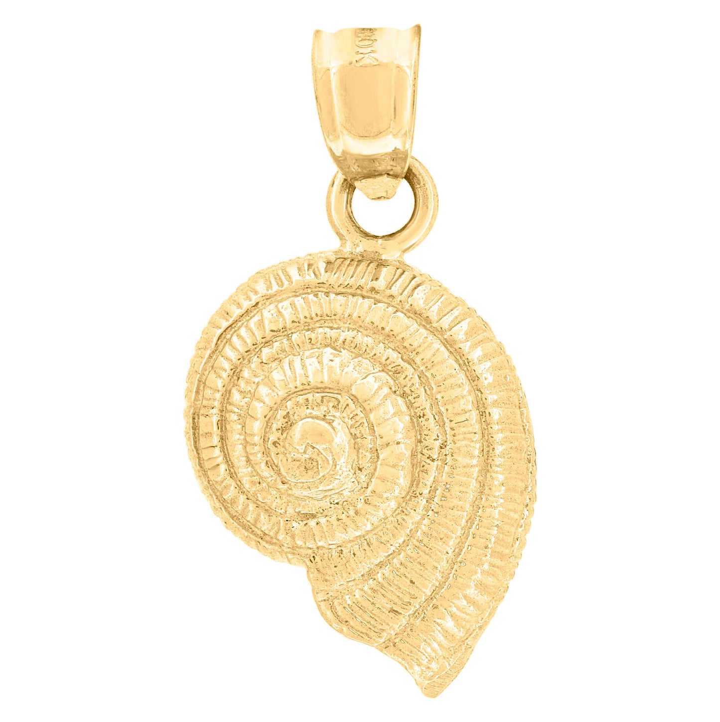 10K Yellow Gold Textured Womens Sea Shell Animal Charm Pendant