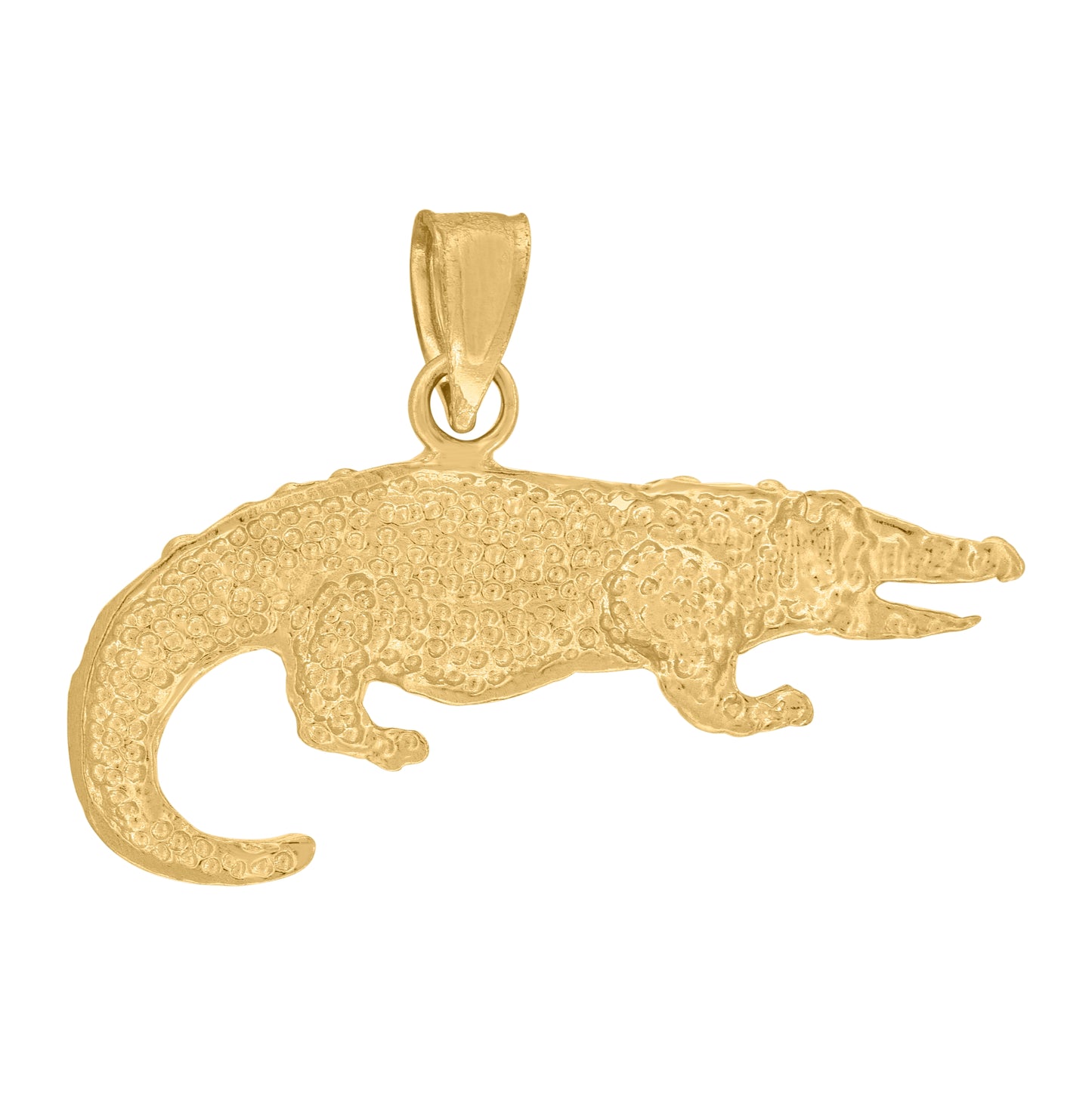 10K Yellow Gold Mens Diamond-Cut Textured Crocodile Animal Charm Pendant
