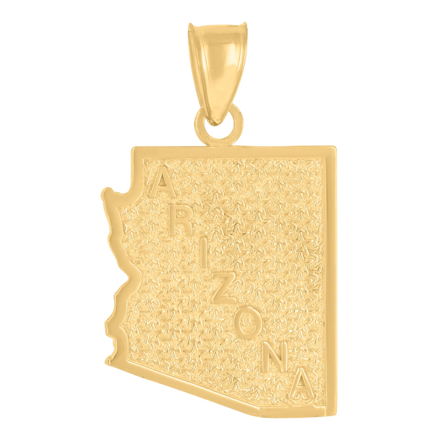 10K Yellow Gold Textured State Map Charm Pendant