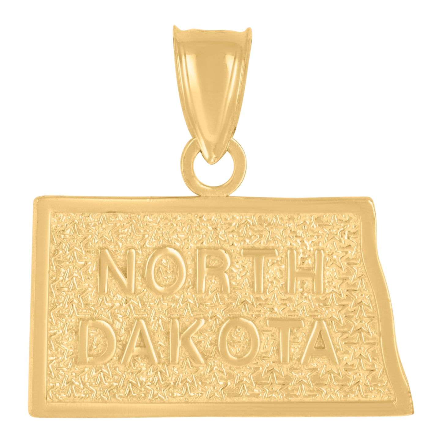 10K Yellow Gold Textured State Map Charm Pendant