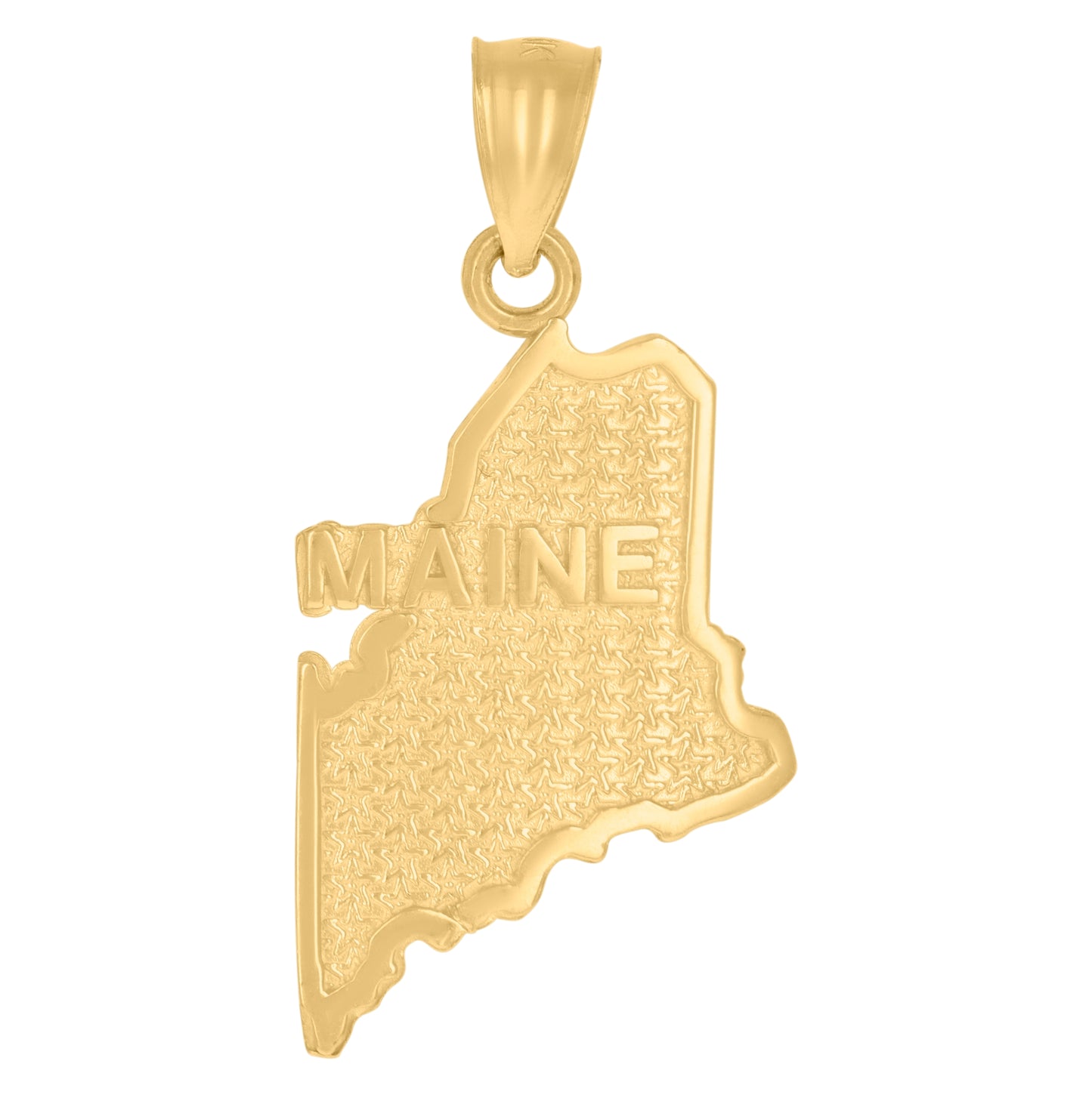 10K Yellow Gold Textured State Map Charm Pendant