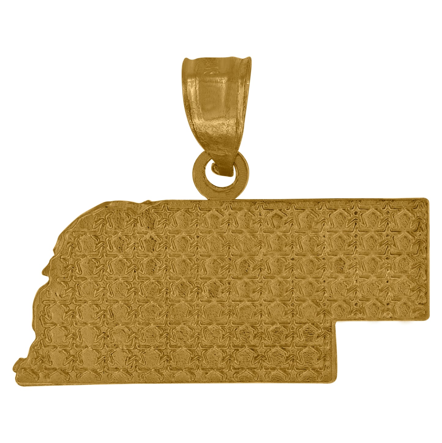 10K Yellow Gold Textured State Map Charm Pendant