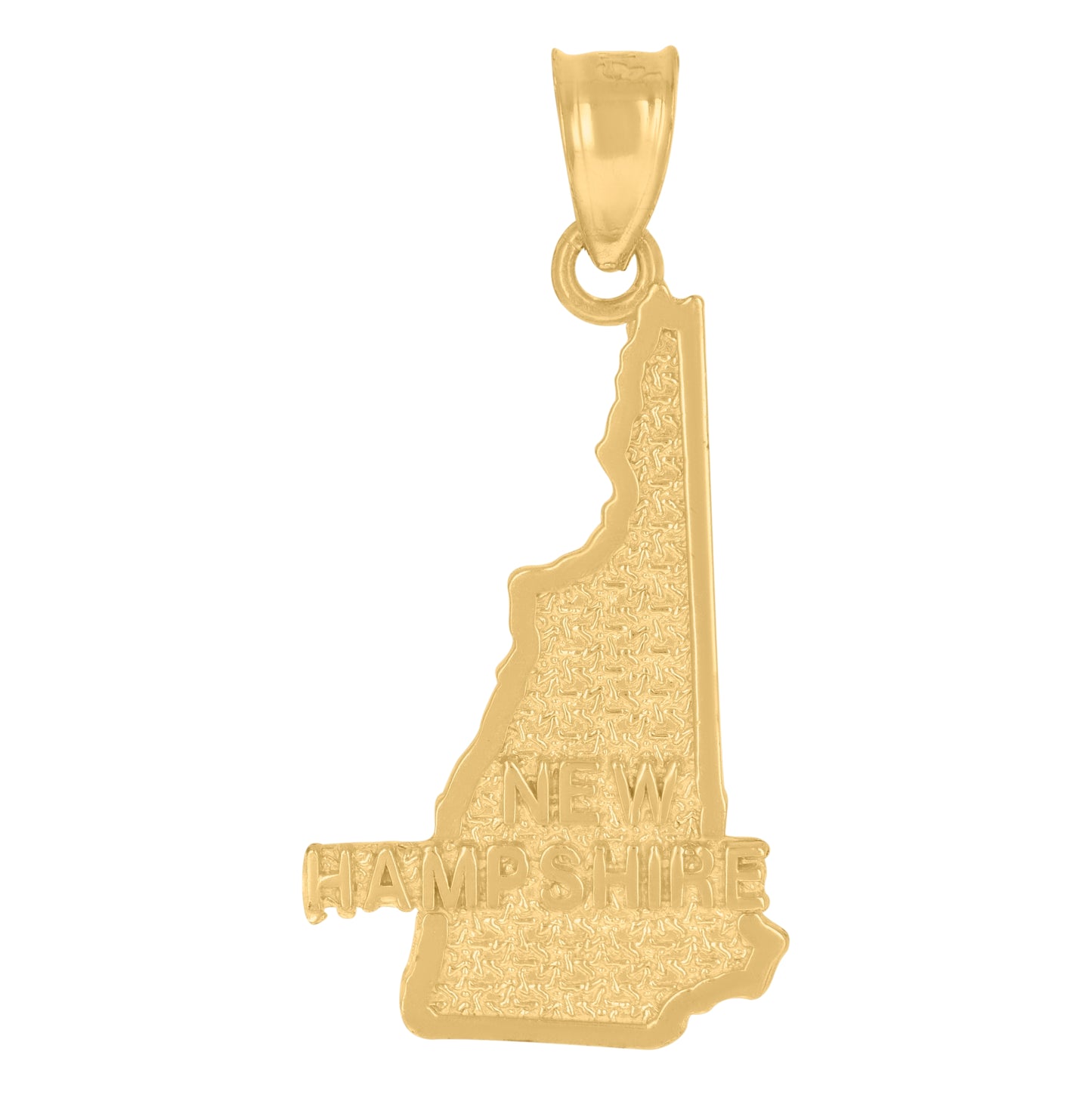 10K Yellow Gold Textured State Map Charm Pendant