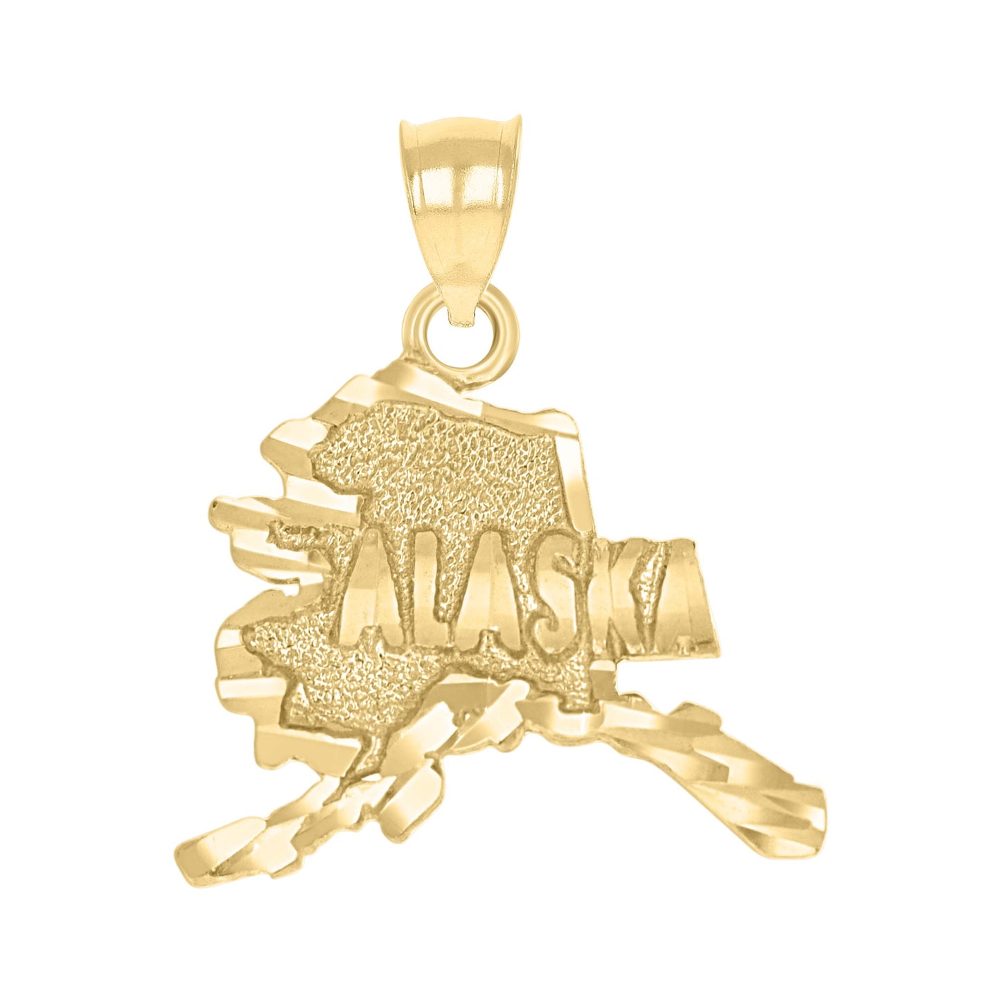 10K Yellow Gold Textured State Map Charm Pendant