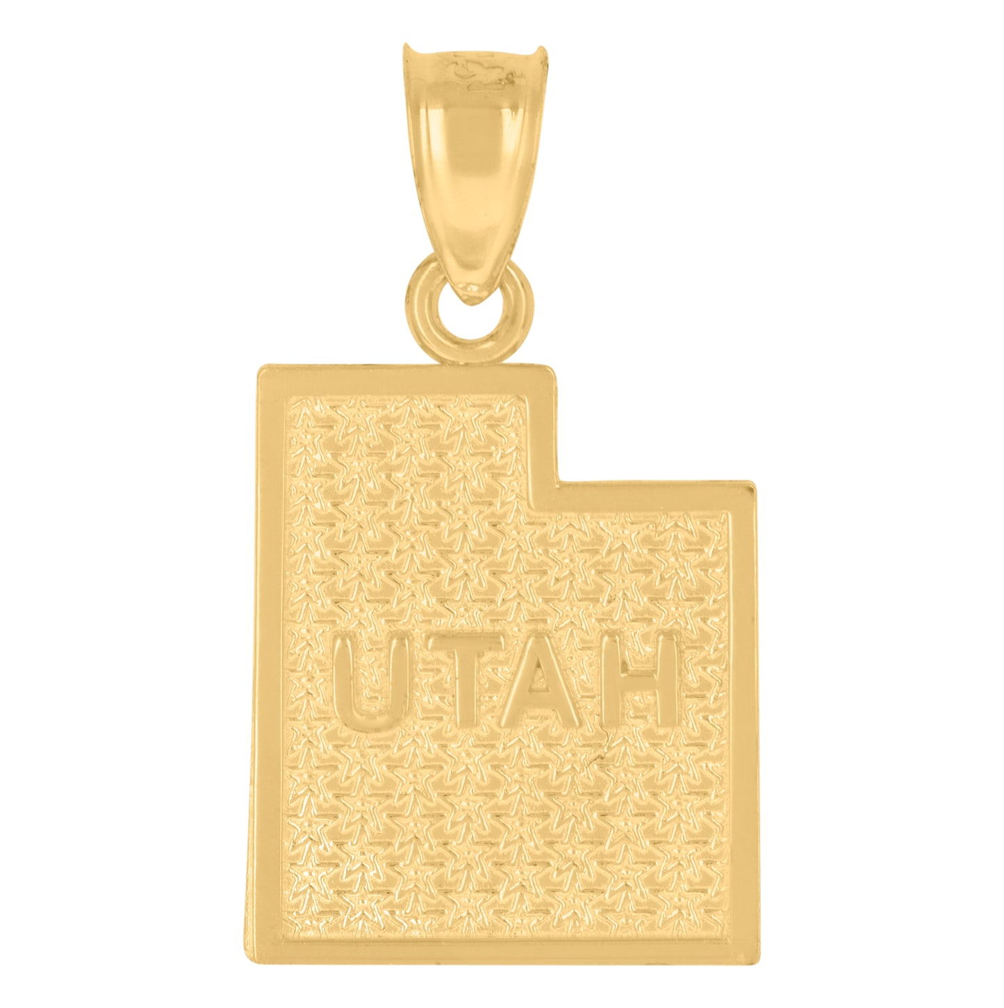 10K Yellow Gold Textured State Map Charm Pendant