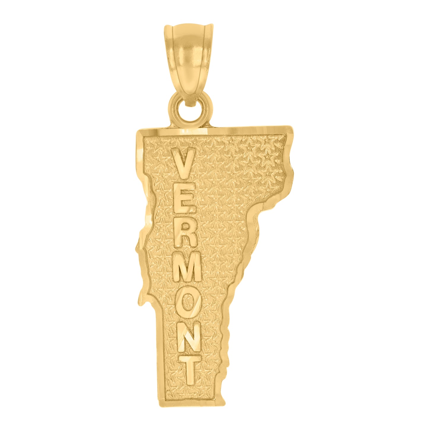 10K Yellow Gold Textured State Map Charm Pendant