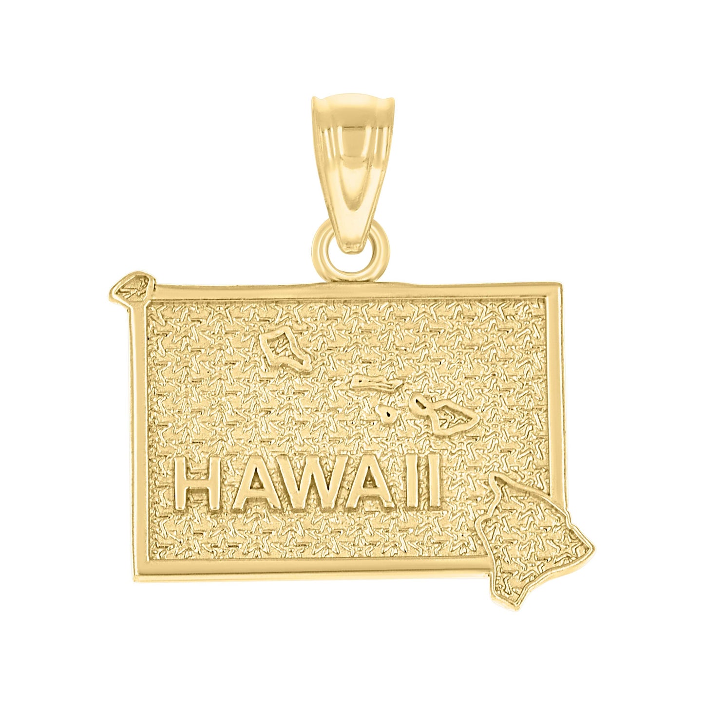 10K Yellow Gold Textured State Map Charm Pendant