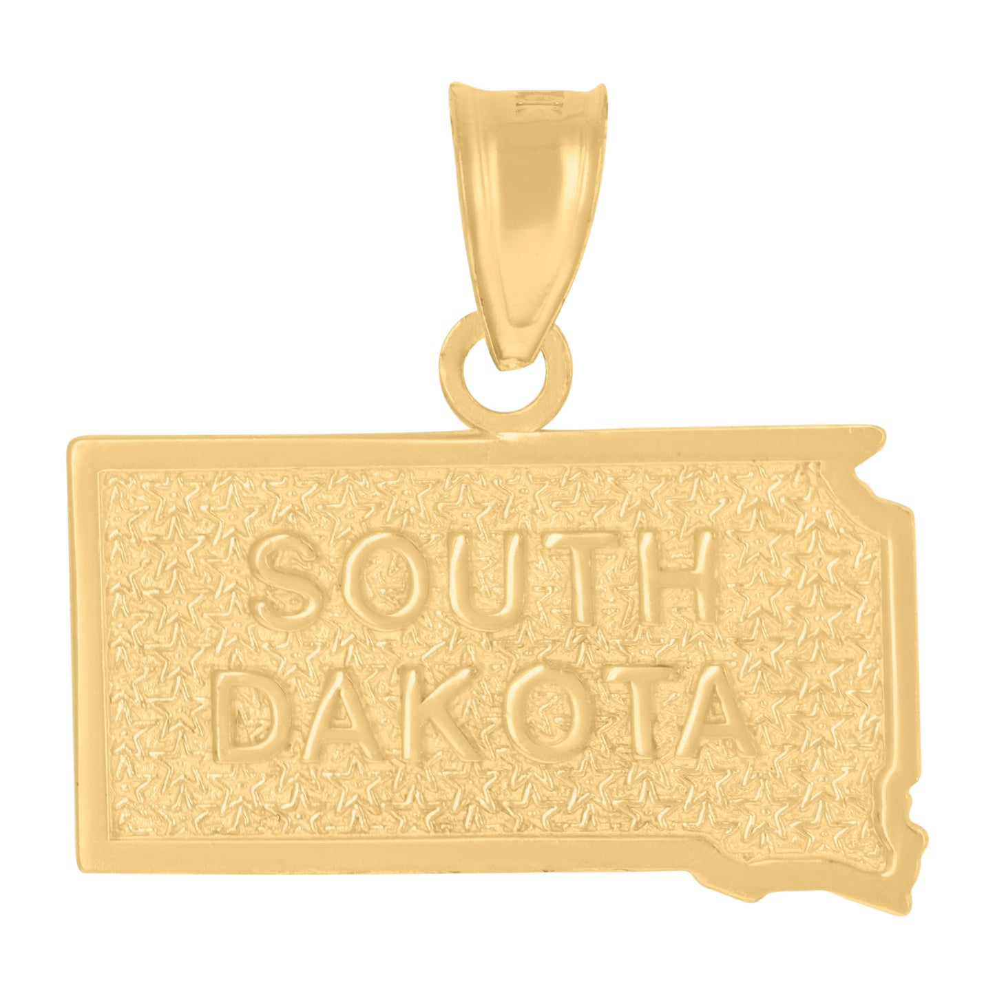 10K Yellow Gold Textured State Map Charm Pendant