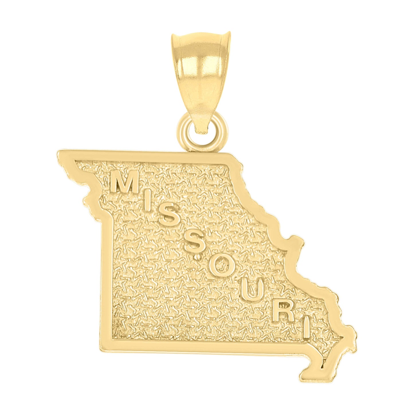 10K Yellow Gold Textured State Map Charm Pendant