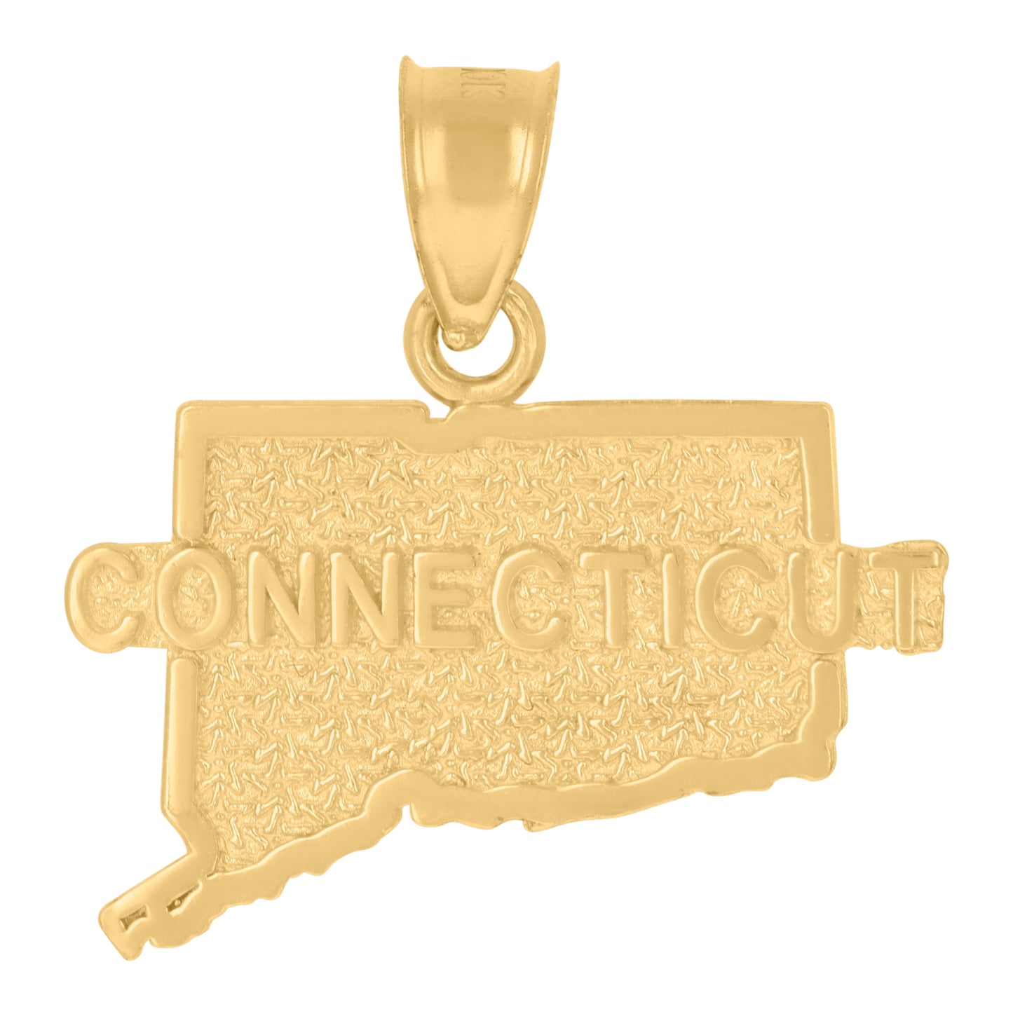 10K Yellow Gold Textured State Map Charm Pendant