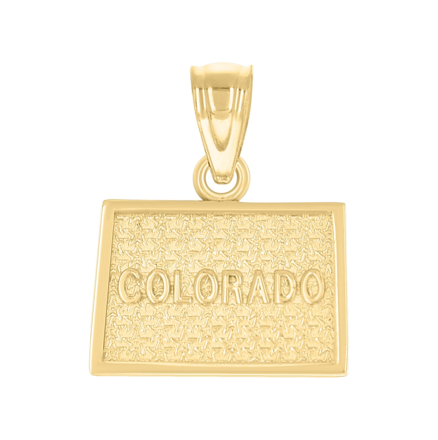 10K Yellow Gold Textured State Map Charm Pendant