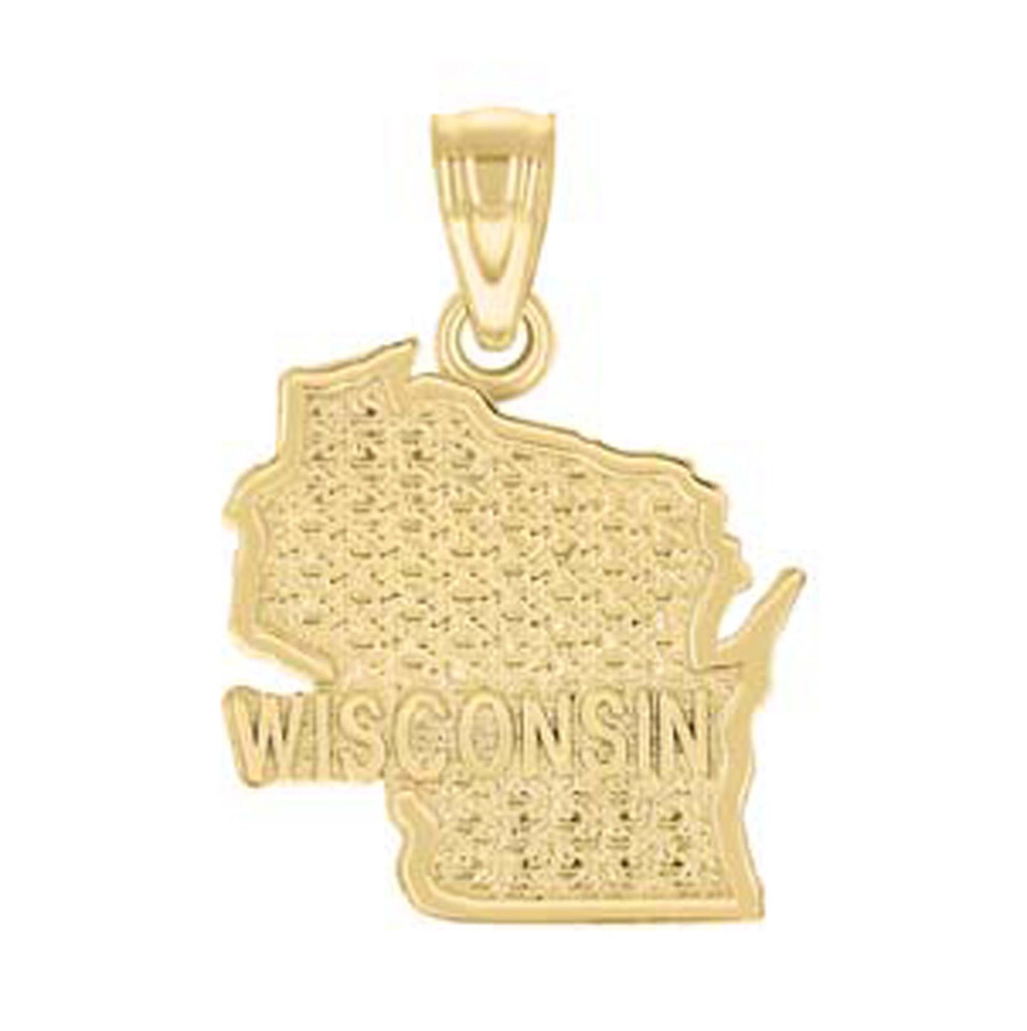 10K Yellow Gold Textured State Map Charm Pendant
