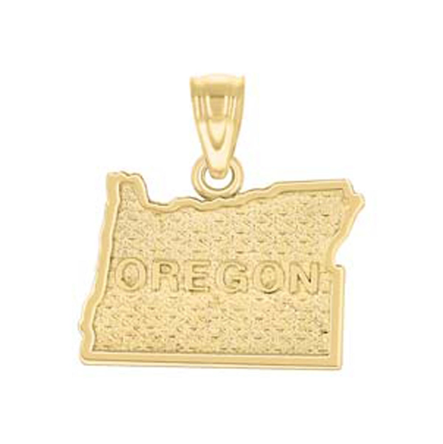 10K Yellow Gold Textured State Map Charm Pendant