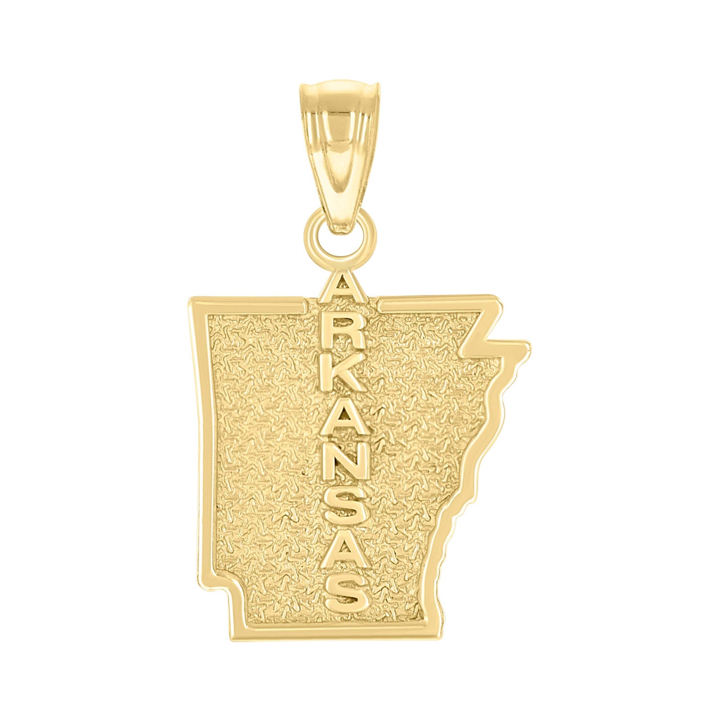 10K Yellow Gold Textured State Map Charm Pendant