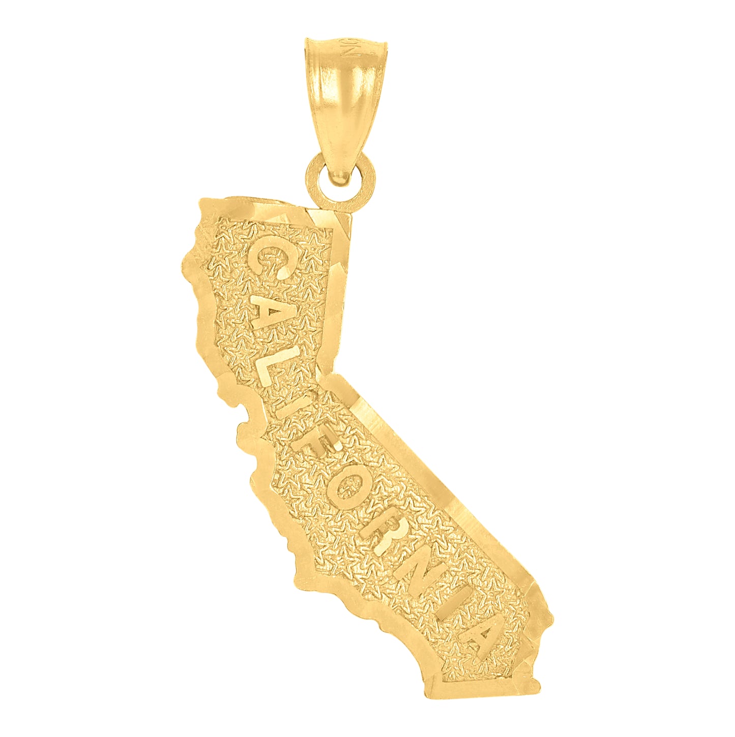 10K Yellow Gold Textured State Map Charm Pendant