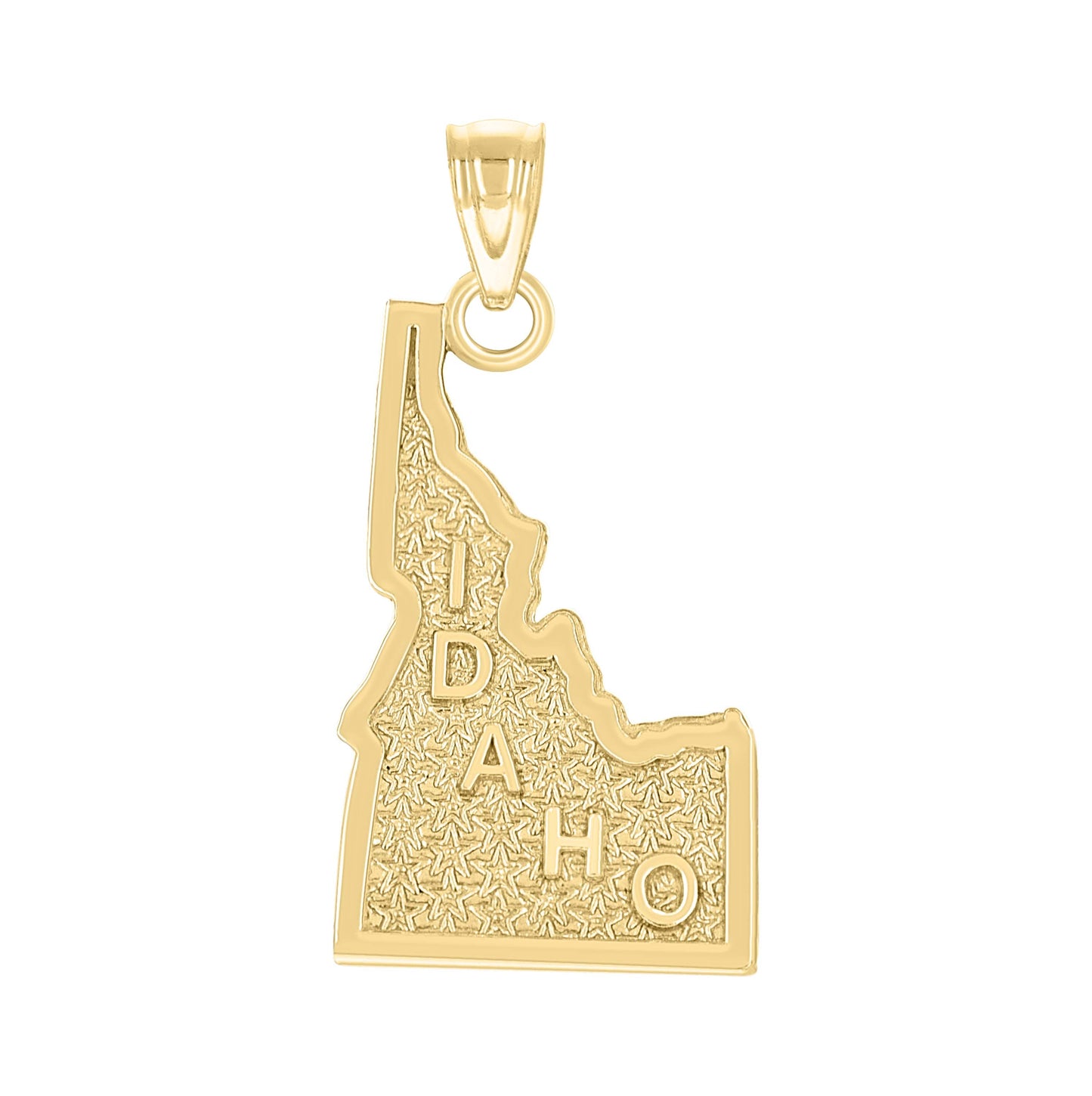 10K Yellow Gold Textured State Map Charm Pendant