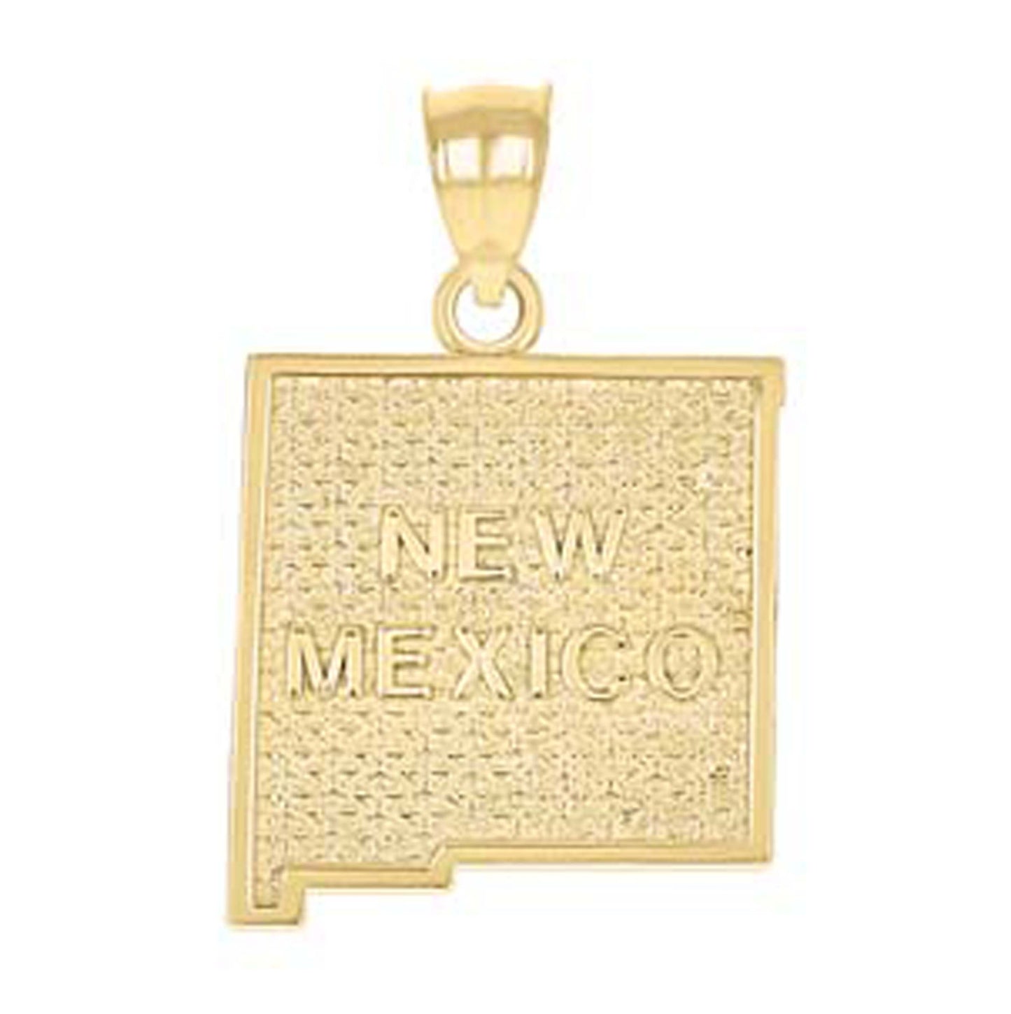 10K Yellow Gold Textured State Map Charm Pendant