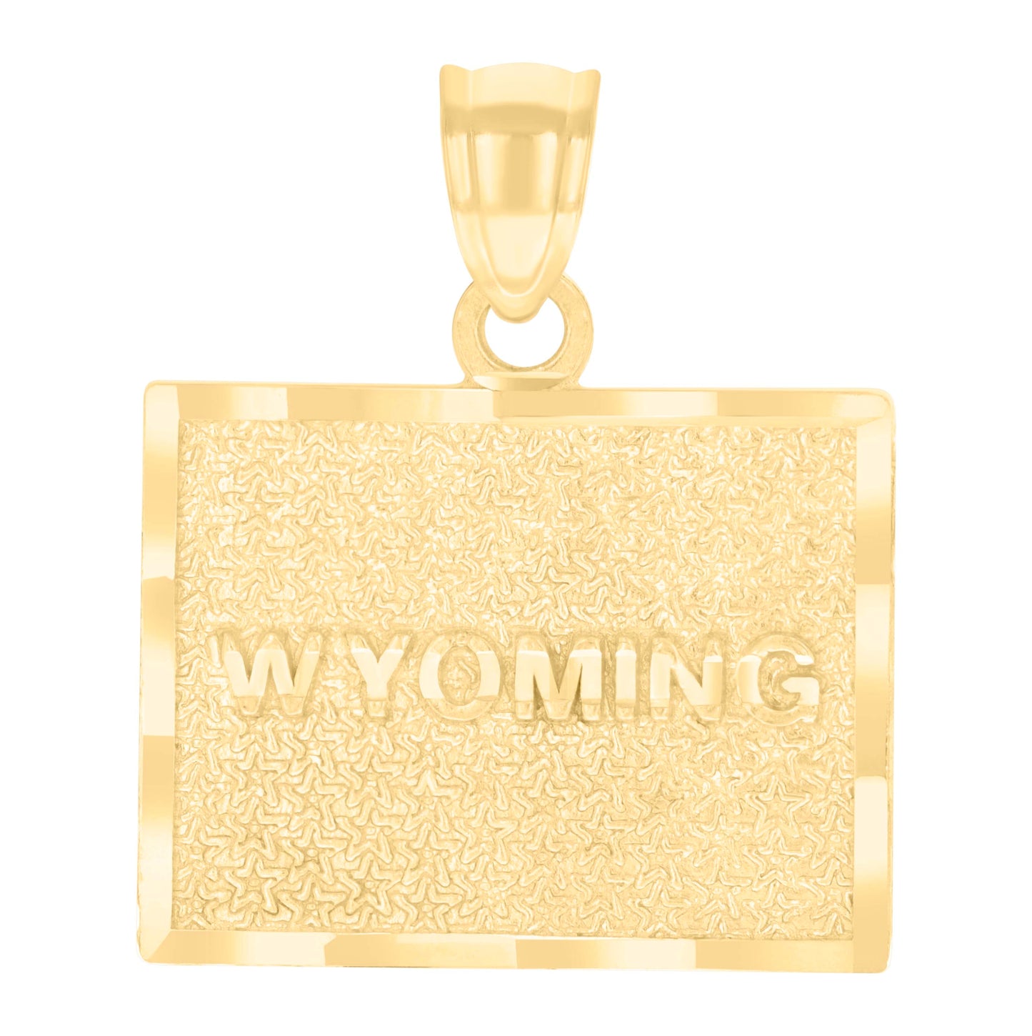 10K Yellow Gold Textured State Map Charm Pendant