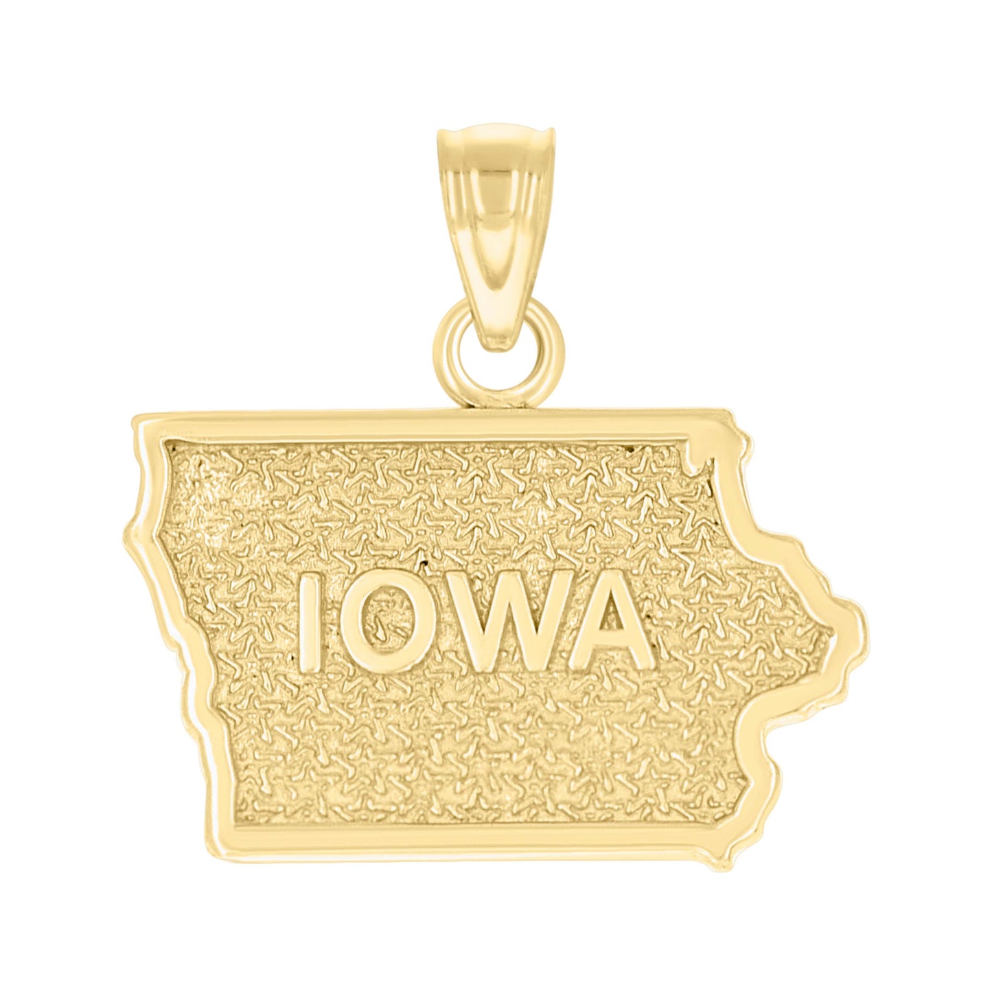 10K Yellow Gold Textured State Map Charm Pendant