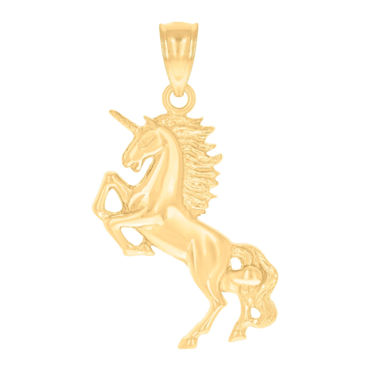 10K Yellow Gold Unisex Unicorn Animal Charm Pendant