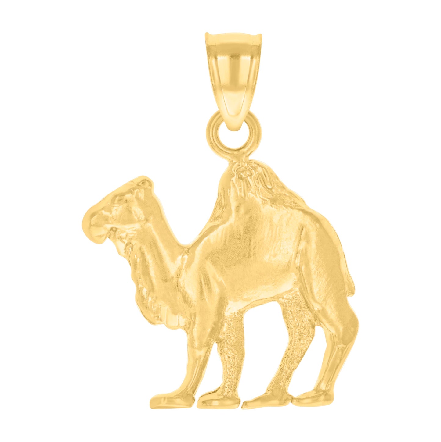 10K Yellow Gold Diamond-Cut Unisex Camel Animal Charm Pendant
