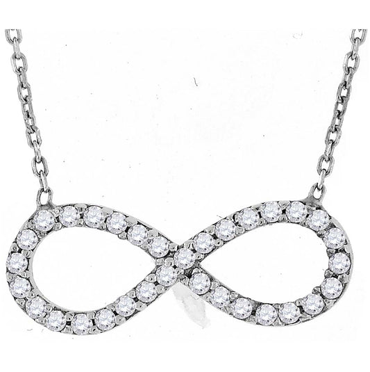 Sterling Silver Women Cubic Zirconia Rolo Link Infinity Necklace
