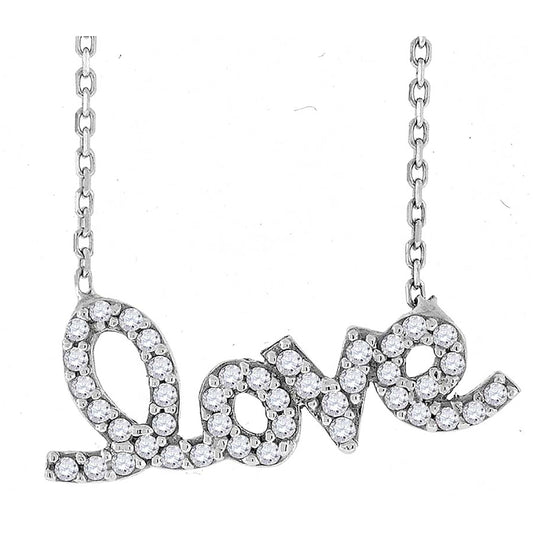 Sterling Silver Women Cubic Zirconia Rolo Link Love Necklace