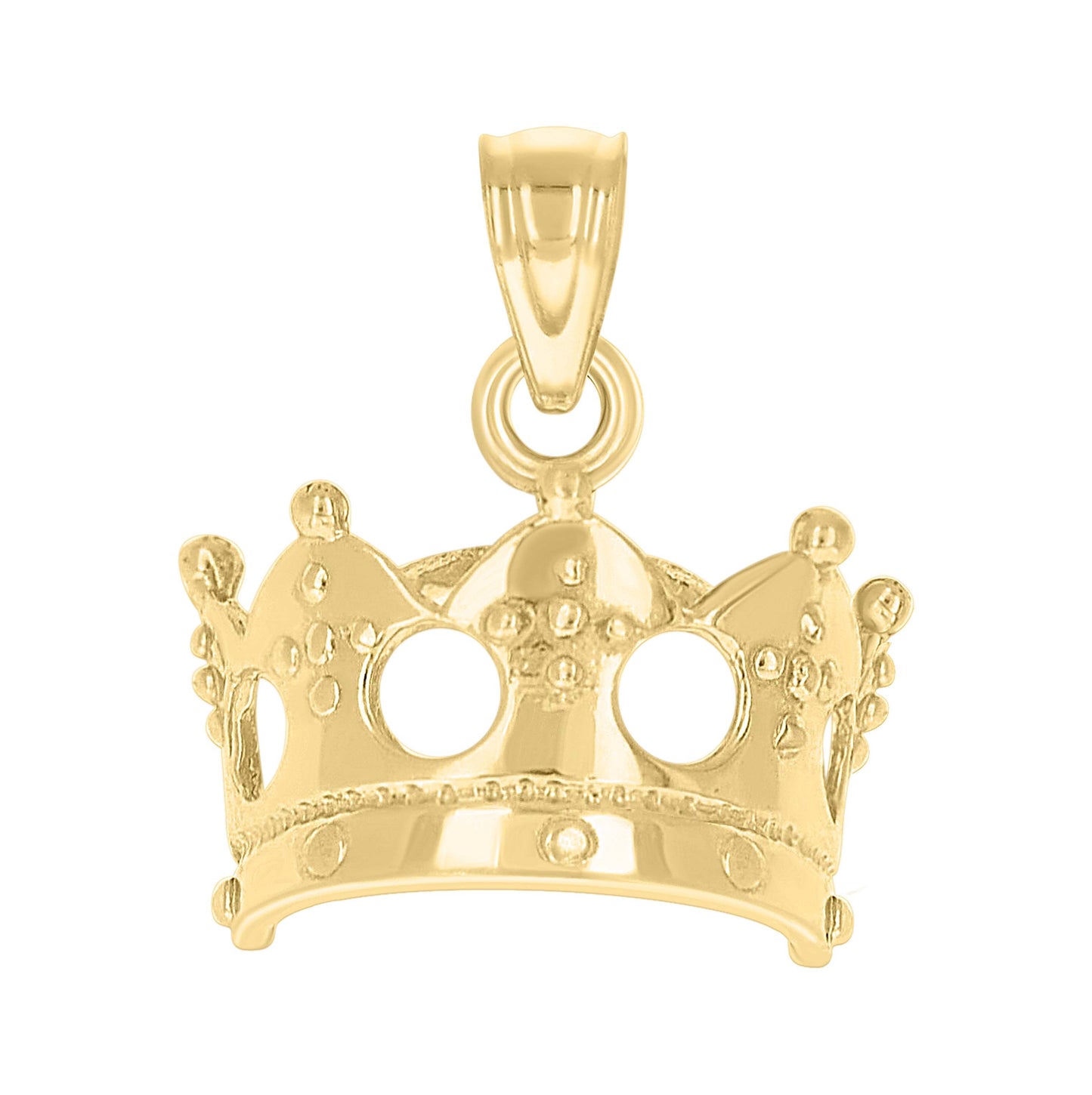 10K Yellow Gold Unisex Crown Charm Pendant