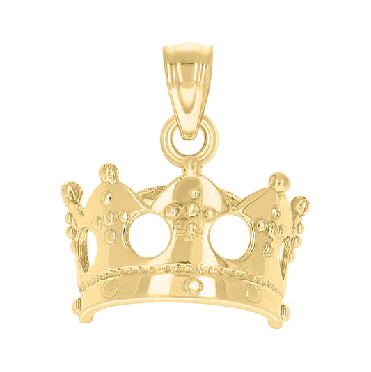 10K Yellow Gold Unisex Crown Charm Pendant