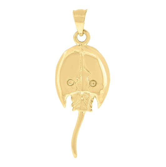10K Yellow Gold Diamond-Cut Unisex Sting Ray Fish Animal Charm Pendant