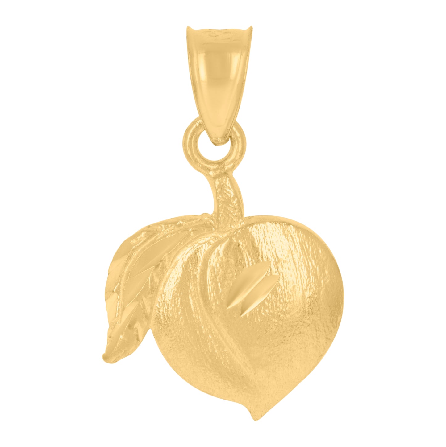 10K Yellow Gold Diamond-Cut Womens Peach Food Charm Pendant