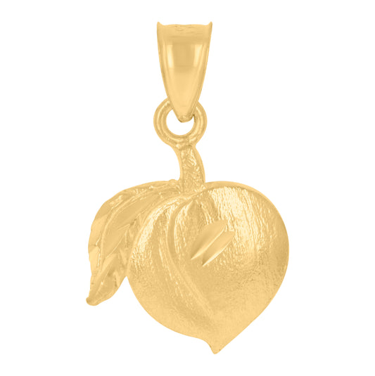 10K Yellow Gold Diamond-Cut Womens Peach Food Charm Pendant