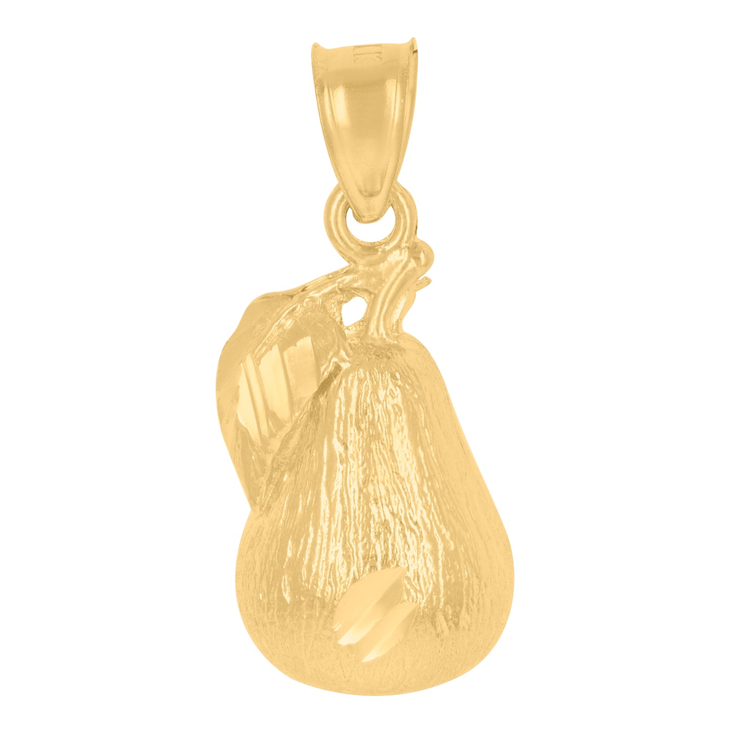 10K Yellow Gold Womens Pear Fruit Charm Pendant