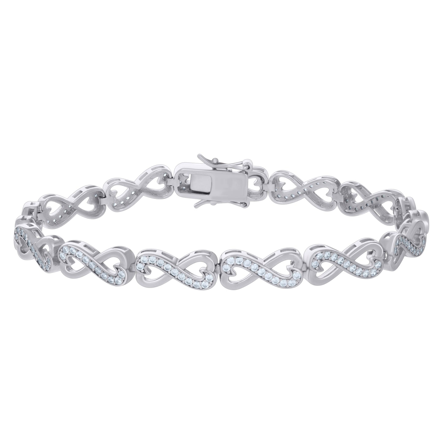 Sterling Silver Womens Cubic Zirconia Fancy Infinity Bracelet