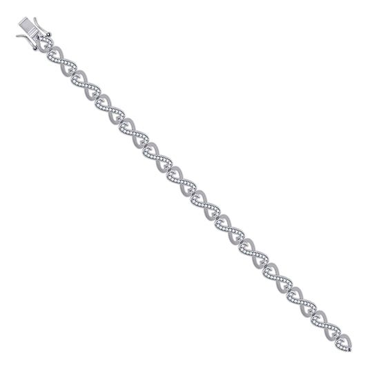 Sterling Silver Womens Cubic Zirconia Fancy Infinity Bracelet
