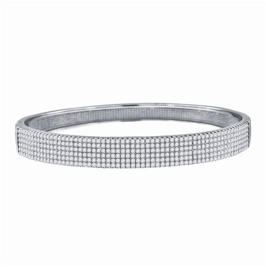 Sterling Silver Womens Micropave Cubic Zirconia Fancy Bangle