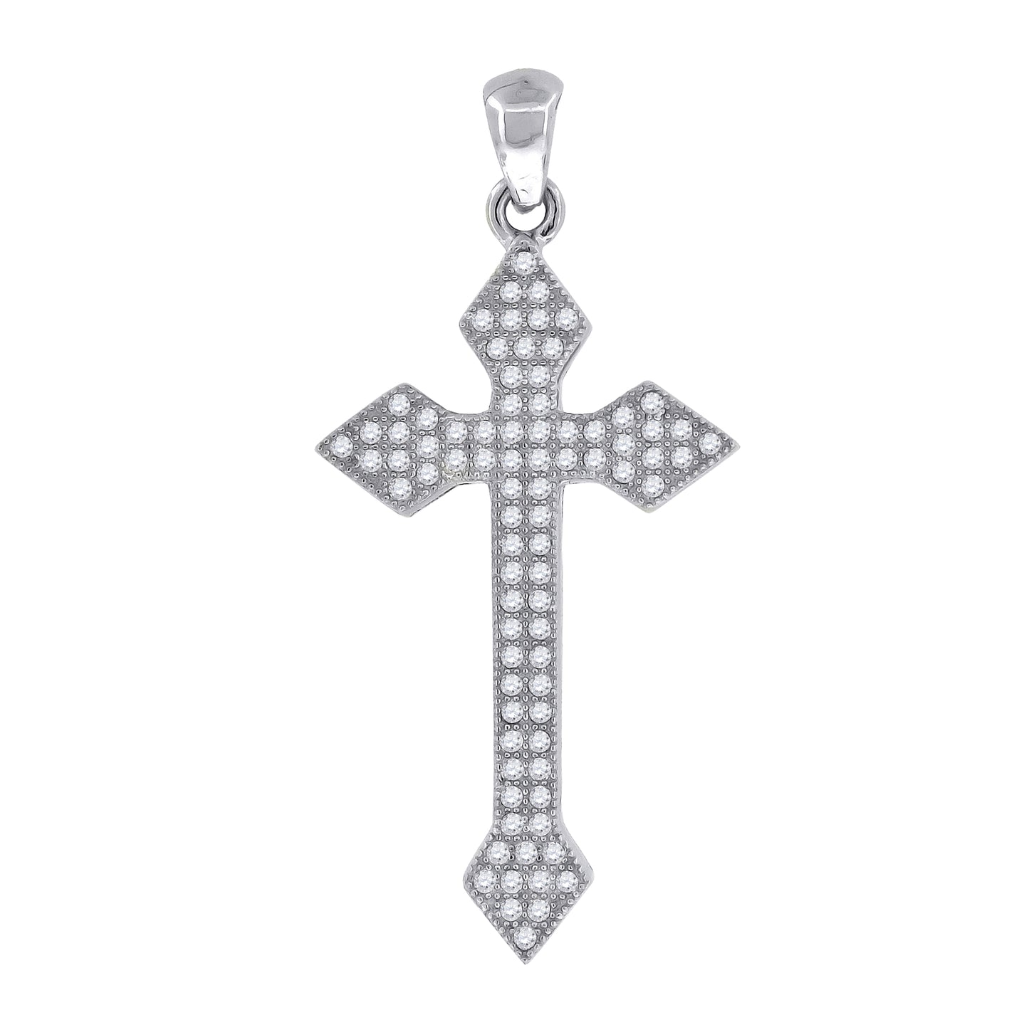 Sterling Silver Mens Cubic-Zirconia Cross Religious Charm Pendant
