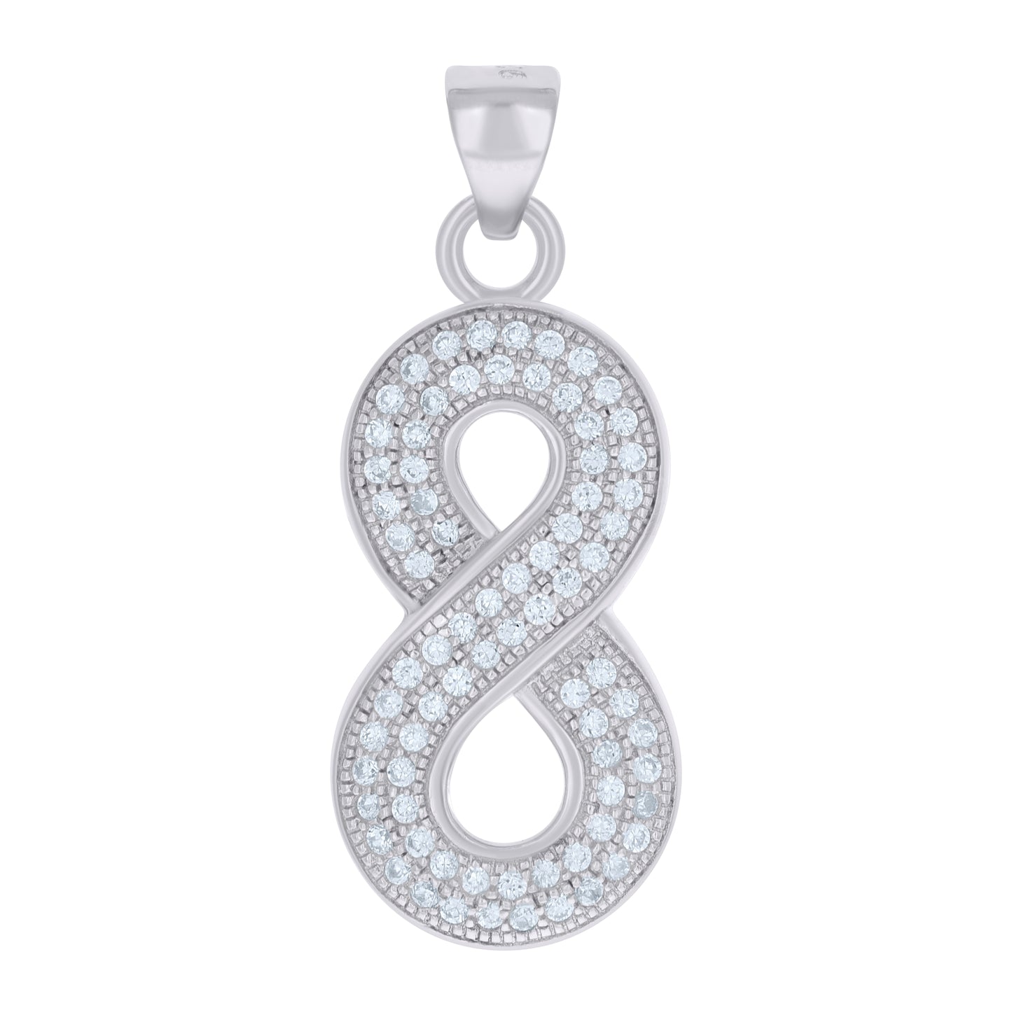 Sterling Silver Womens Cubic-Zirconia Infinity Charm Pendant