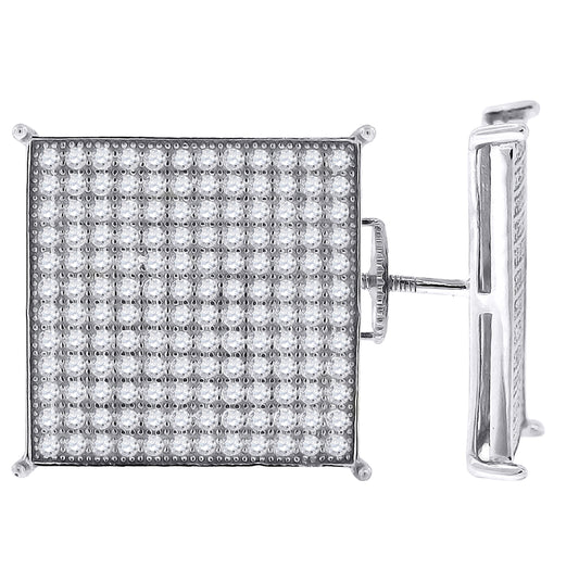 Sterling Silver Or Yellow-Tone Mens Cubic Zirconia Square Stud Earrings