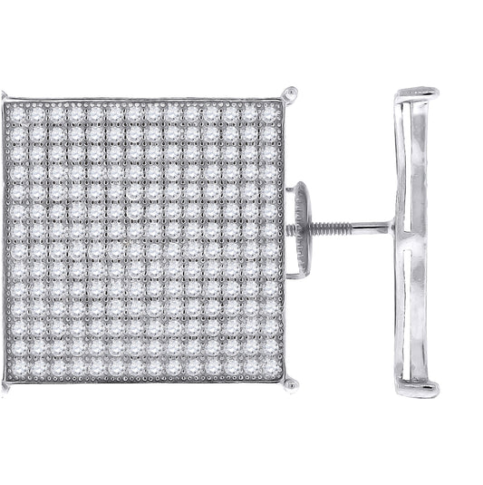 Sterling Silver Or Yellow-Tone Womens Cubic Zirconia Square Stud Earrings